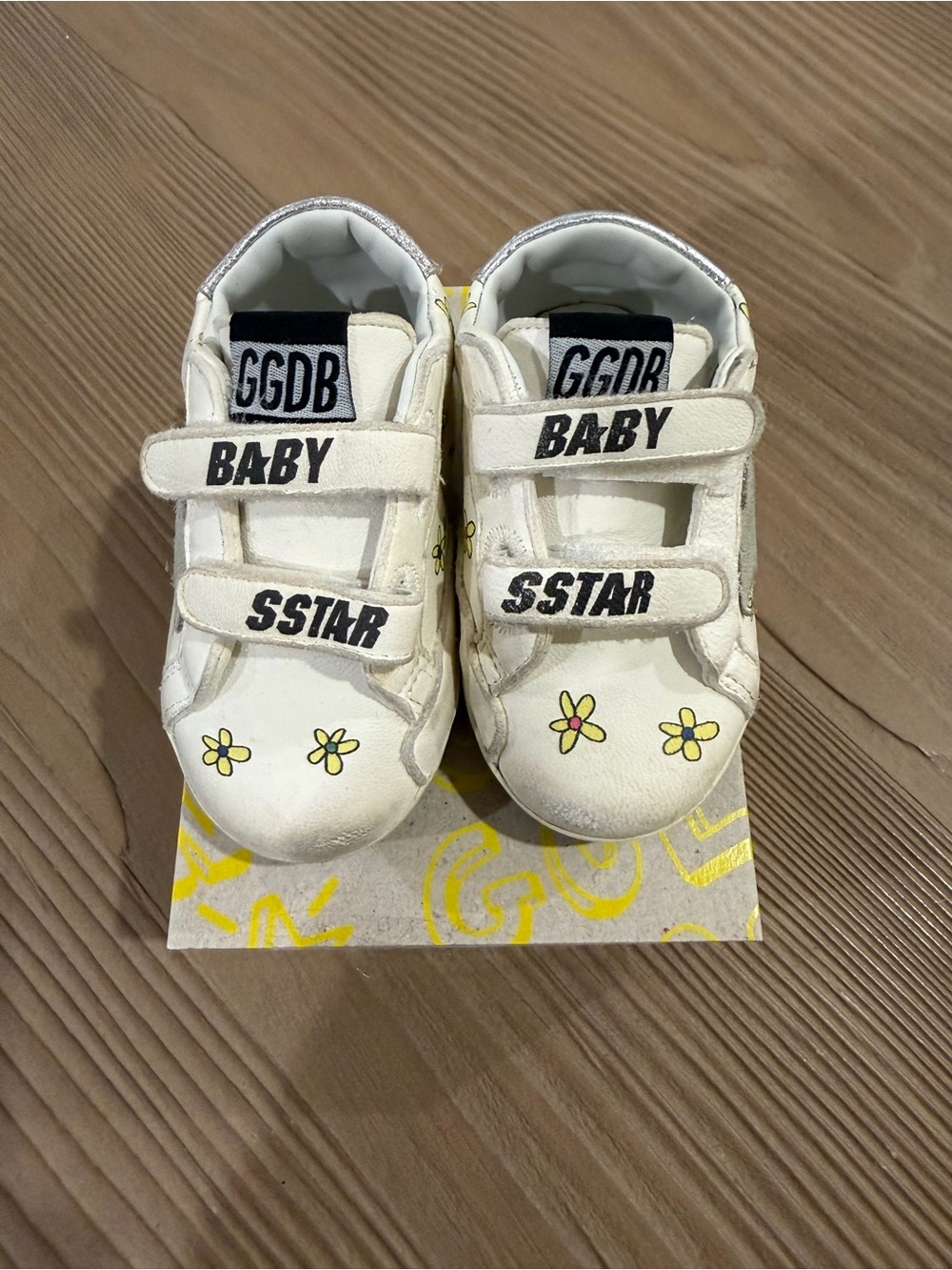Golden Goose Baby Sneakers White with Yellow Flower Accents